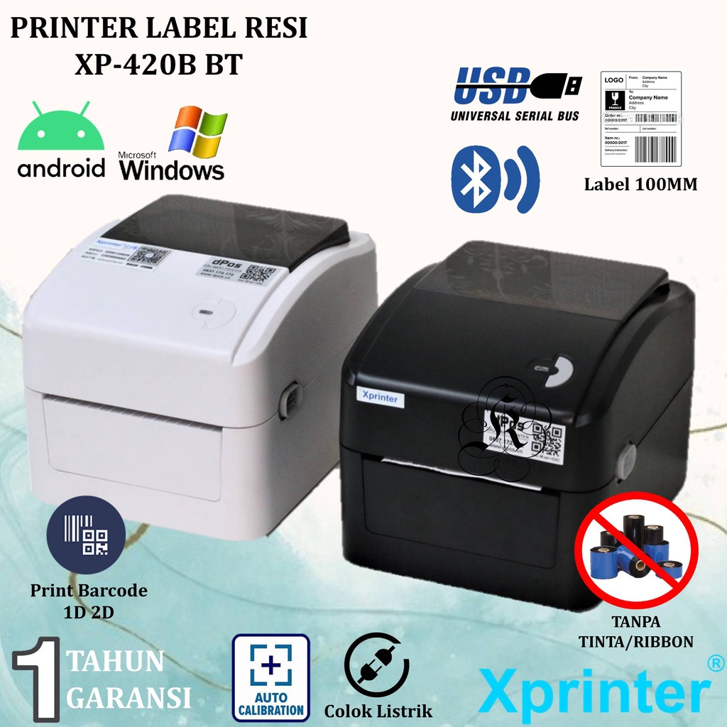 Xprinter XP420B Printer Barcode Label Thermal A6 110mm USB / Bluetooth / Wifi XP-420B 4&quot; XPrinter BI 420B Cetak Resi Marketplace