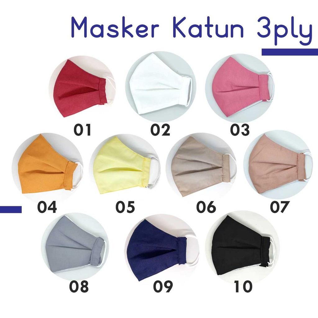 Arnis Masker Kain 3 Ply Premium Vol. 1 Non Medis Masker Earloop Motif Polos / Masker Katun / COD