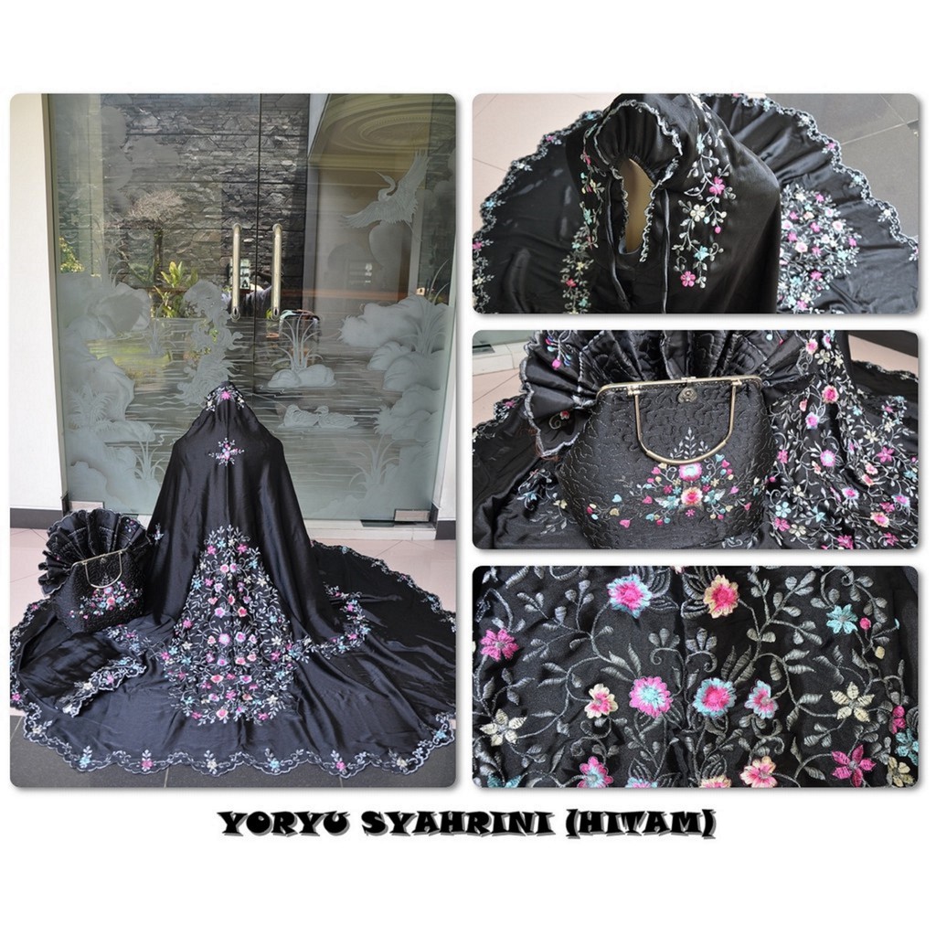 MUKENA DEWASA SATIN YORYU SYAHRINI PREMIUM JUMBO HANDMADE TRAVEL TAS BEHEL PROMO MURAH