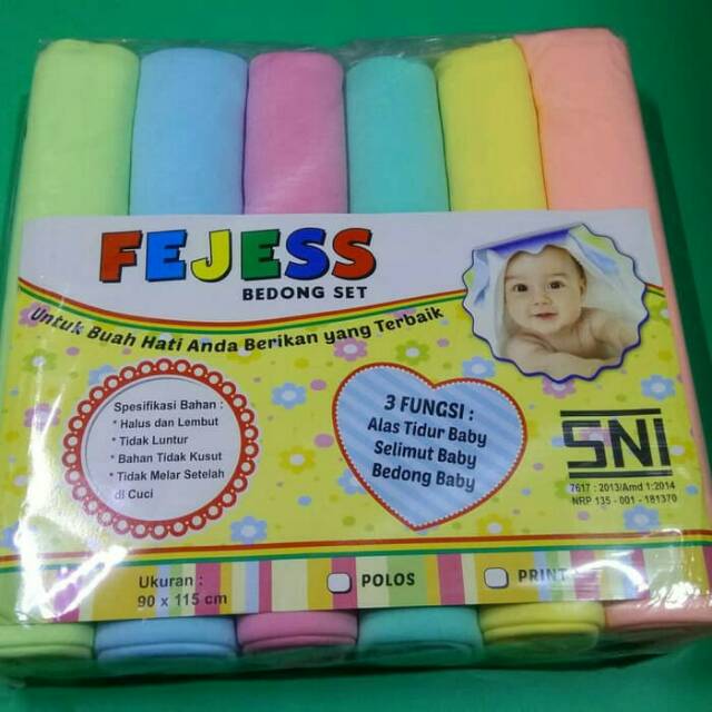 Bedong bayi FEJESS Motif polos ( 6 pcs )