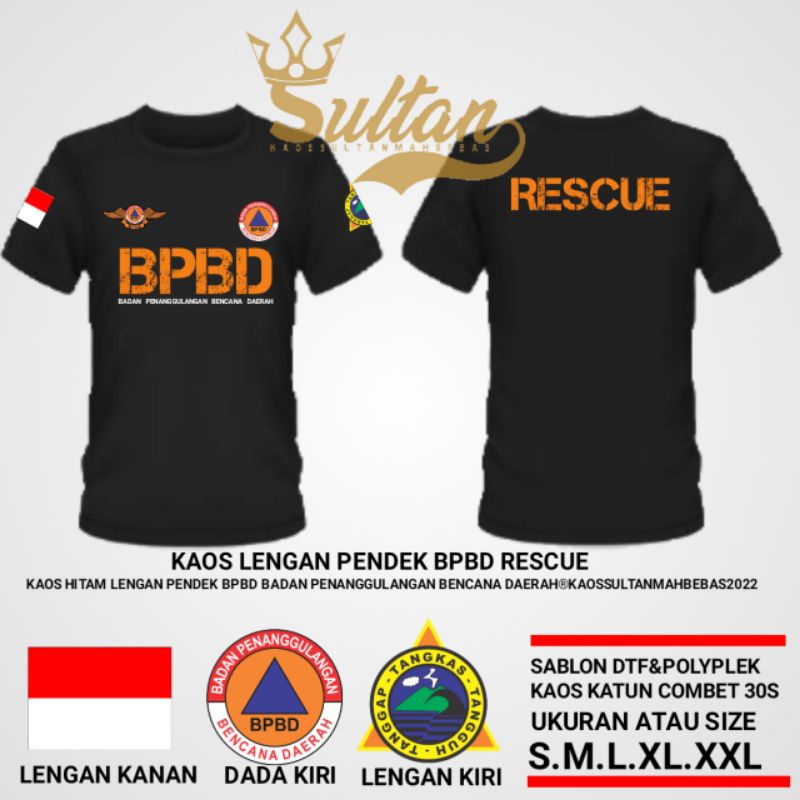 Kaos Hitam BPBD/Seragam Hitam BPBD