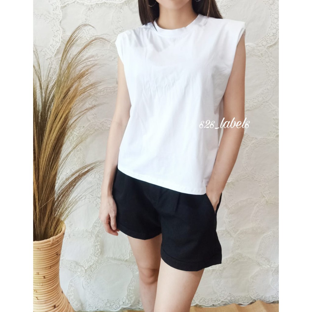 KAOS WANITA LENGAN PENDEK PADDED SHIRT Padded Top Basic T-Shirt Baju Kaos Atasan Wanita