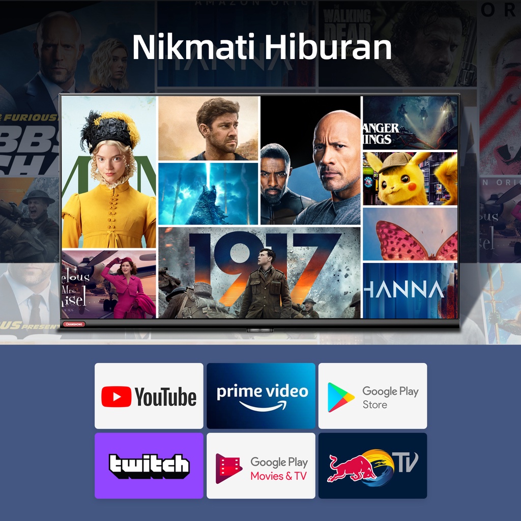 NEW Changhong 32 Inch Android 11 Frameless Smart TV Digital LED TV HD (L32G7N) -Netflix-Youtube Garansi Resmi 3 Thn