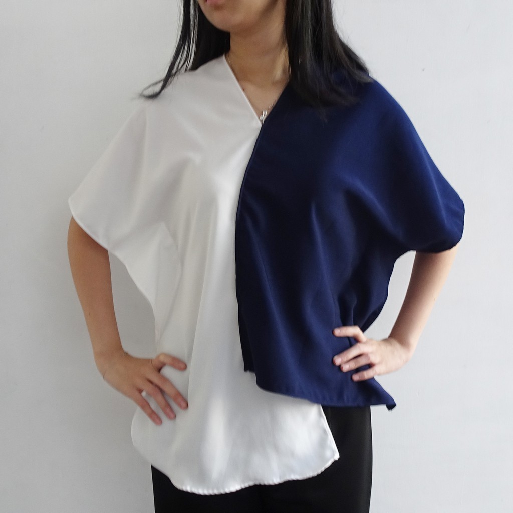 [ClothME] Hasley Kimono 2 colors Top Navy White and Tosca White