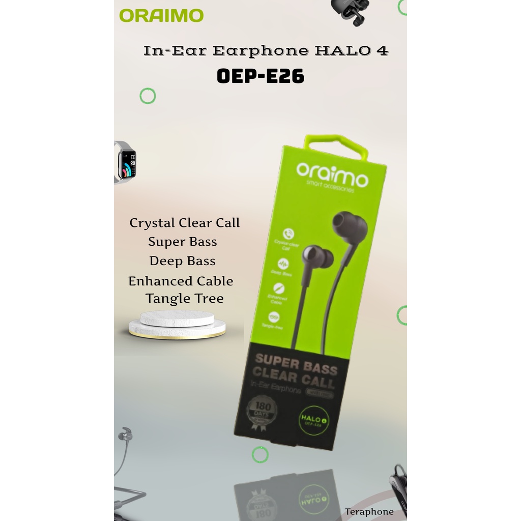Handsfree Headset Earphone Oraimo OEP-E26 Super Bass with Mic