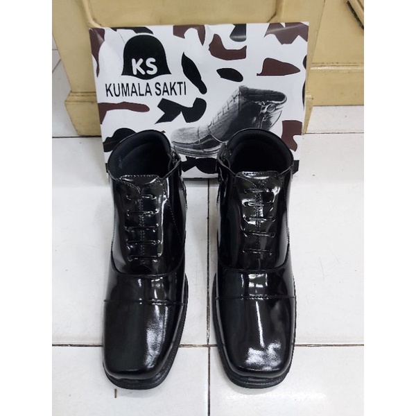 Sepatu PDH Sleting Tali Variasi Kulit Asli Kilap KS 095