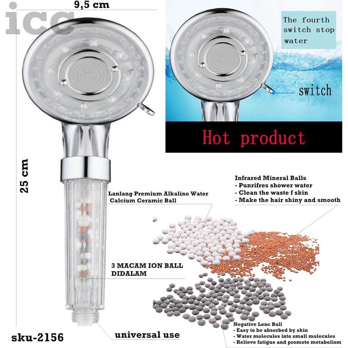 KEPALA SHOWER Mineral Ion 4 IN 1shower Head I SHOWER I KEPALA SHOWER Merk ICC I SHOWER SPA SKU-2156