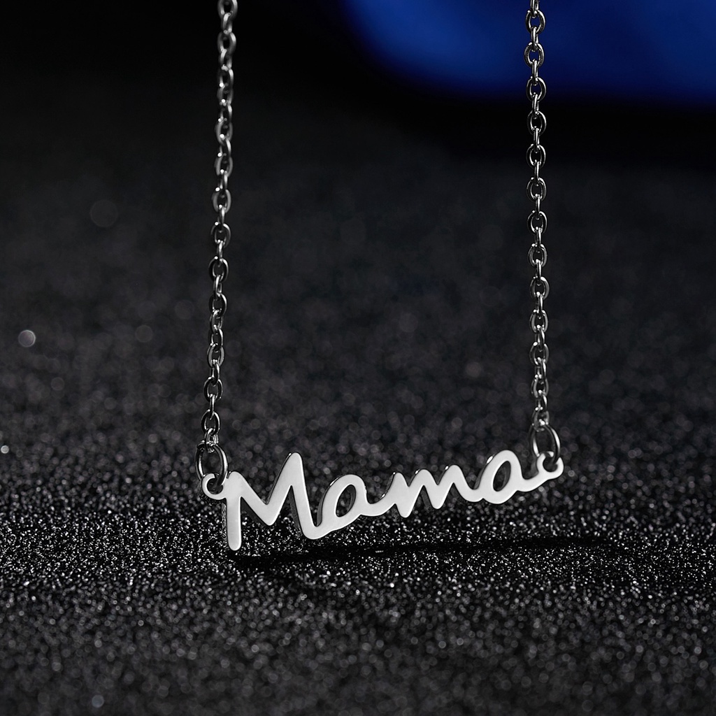 Hu Hu Hu Hu Hu Alat Bantu Pasang Kacamata♡ Kalung Rantai Liontin Tulisan Mama Adjustable Untuk Hari Ibu