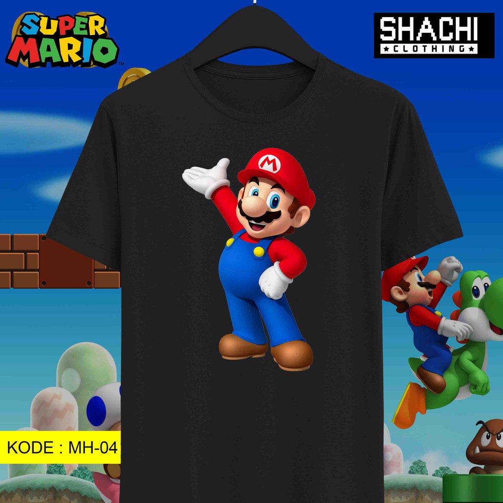 T Shirt Kaos Game Jadul SUPER MARIO - MARIO BROS – MH04 – Premium Black NSA
