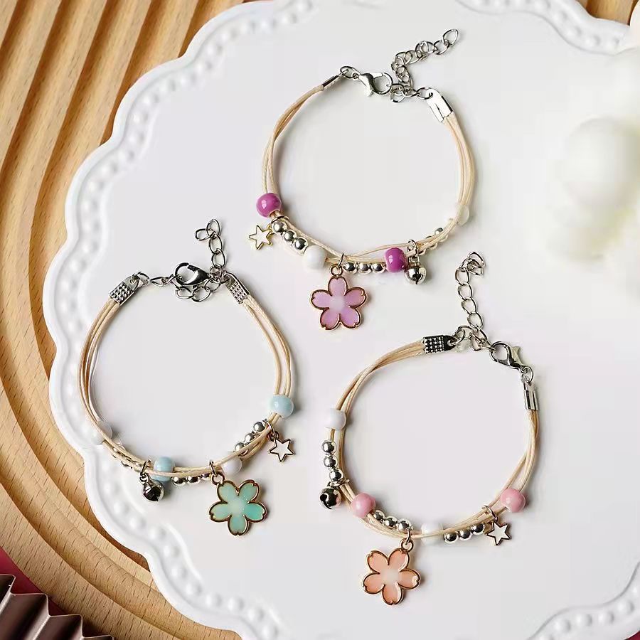 ED - GELANG TANGAN TALI KOREA MOTIF BUNGA / GELANG TALI KOREA BESTIE / BRACELET GELANG TANGAN COUPLE BESTIE