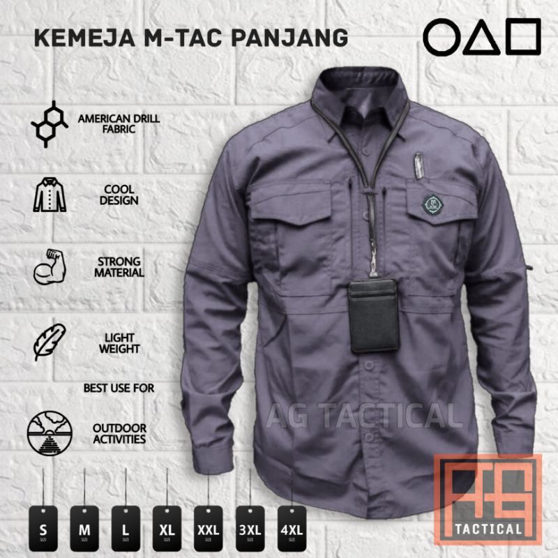 Kemeja Tactical Kemeja Free Gantungan ID Card Hem Atasan Kemeja Pria