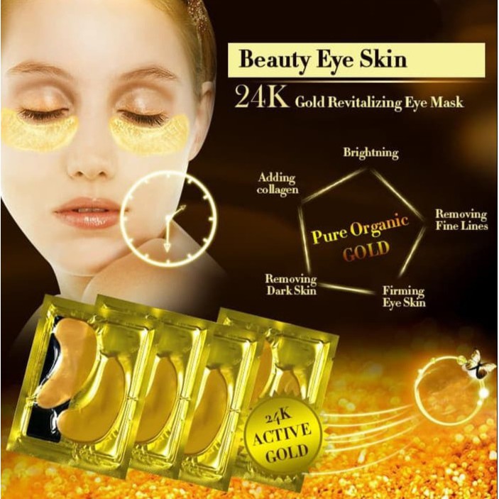 Masker Mata Crystal Collagen Gold / Eye Bag Mask Eyemask Isi 60 Lembar 24k Serum Gold Patches Mata panda Moisturizing Anti Aging Wrinkle Remove Dark Circles