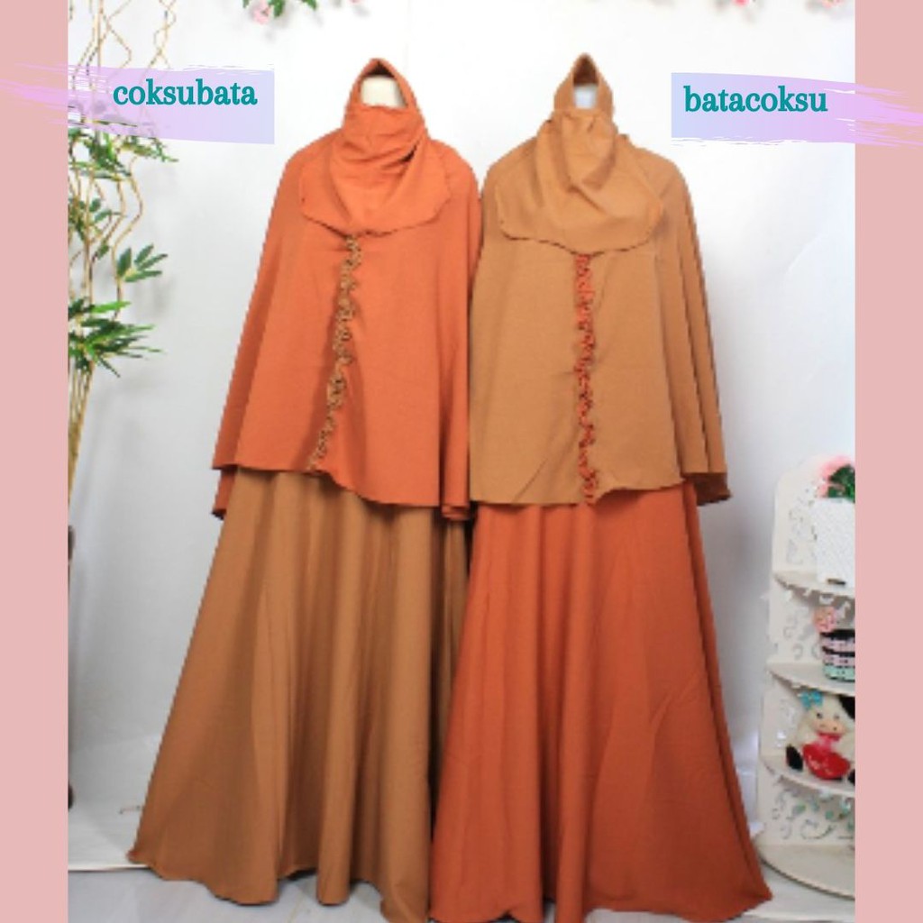 Gamis syari Set Cadar Itycrepe LALUNA Busana Muslim Wanita Syari Terkini Terlaris purdah niqob murah busui jumbo reseller dropshiper