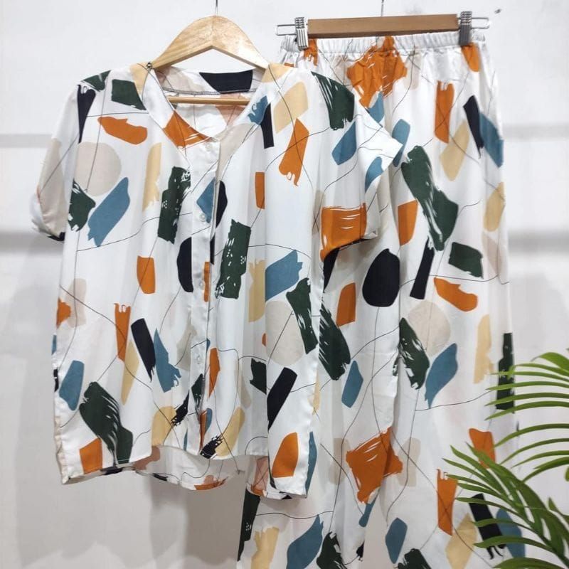 PIYAMA RAYON | PIYAMA VNECK | PIYAMA KEKINIAN | BAJU RUMAHAN-KCPD Q