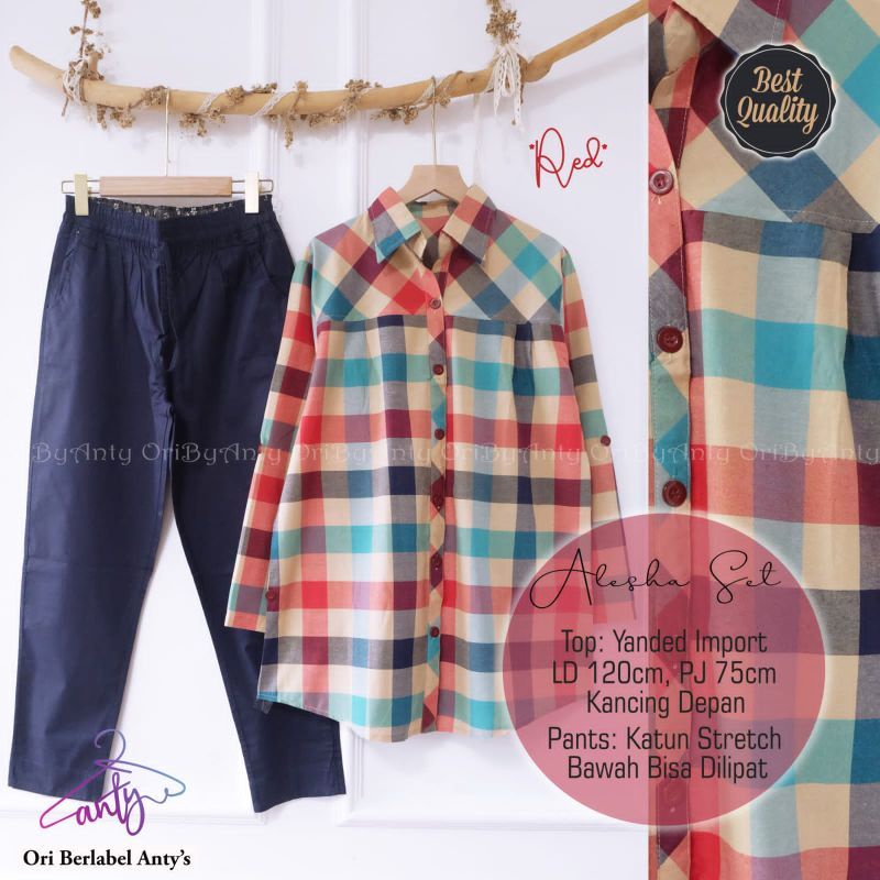 Alesha setelan celana dan kemeja wanita