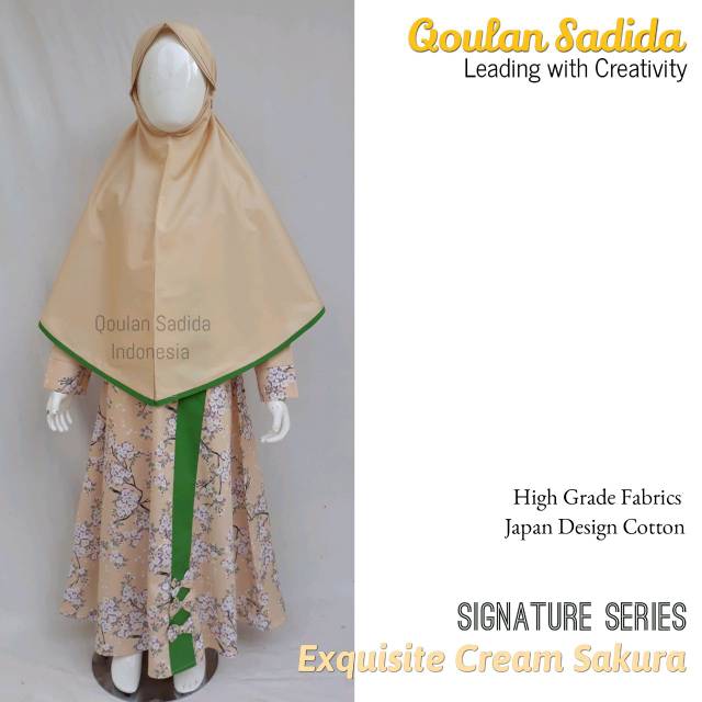 QOULAN SADIDA | Gamis anak Sign.Exquisite Cream Sakura