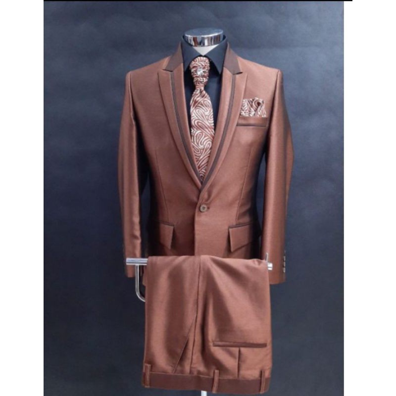 JAS PRIA STELAN JAS COKLAT JAS WOOL GLOSY JAS NIKAH JAS WEDDING FASHION PRIA