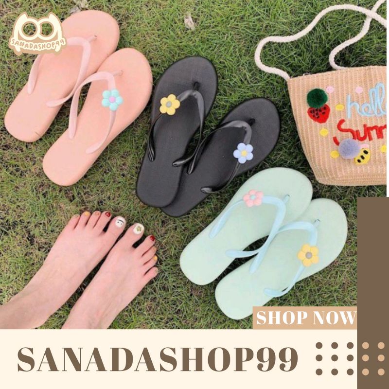 (SD2) Sandal Jepit Spons Motif Bunga Sandal Wanita