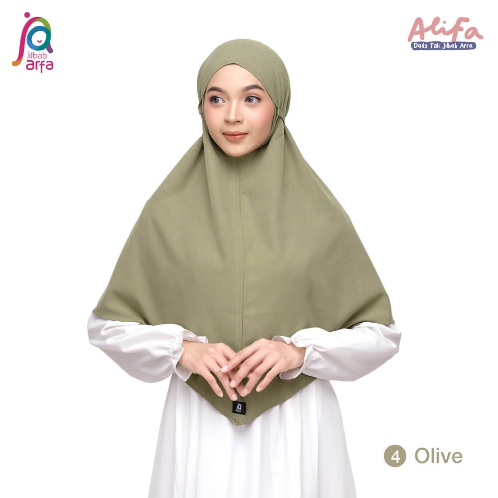 Jilbab Arfa Instan Alifa Olive - Bergo Maryam Tali Non Pet