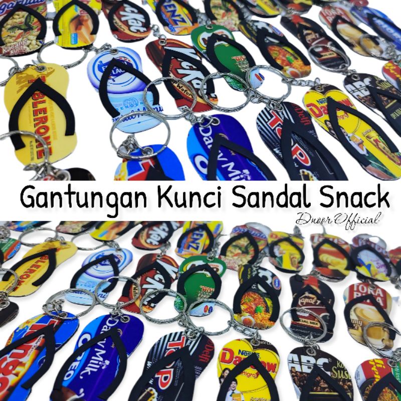 Gantungan Kunci Miniatur Sandal Snack / Sendal Jajan