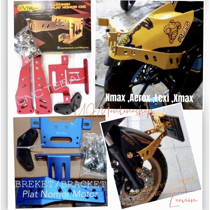 Breket Plat Nomor Cnc Kedudukan Plat Nomor Cnc Buat Xmax/Nmax Old/New Aerox/Lexi Merk Original VND