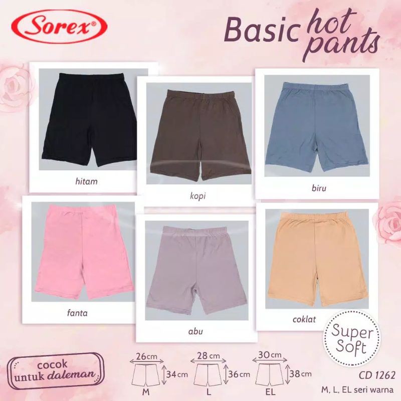 Celana Dalam Boxer Wanita Super Soft Sorex 1261 &amp; 1262 / CD Cewek Basic Hot Pants Extra Lembut