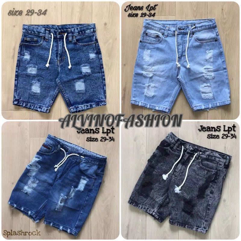 [Bisa COD]Celana Jeans Pendek Sobek Pria Wisker Jeans Pendek Ripped Robek Pria Premium Distro