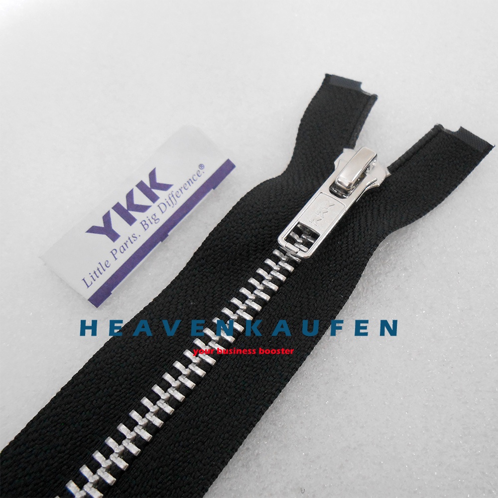 Resleting Zipper YKK Type Gigi Besi 40 cm / 16 inch Hitam Silver Set Open - End Buka - Lepas