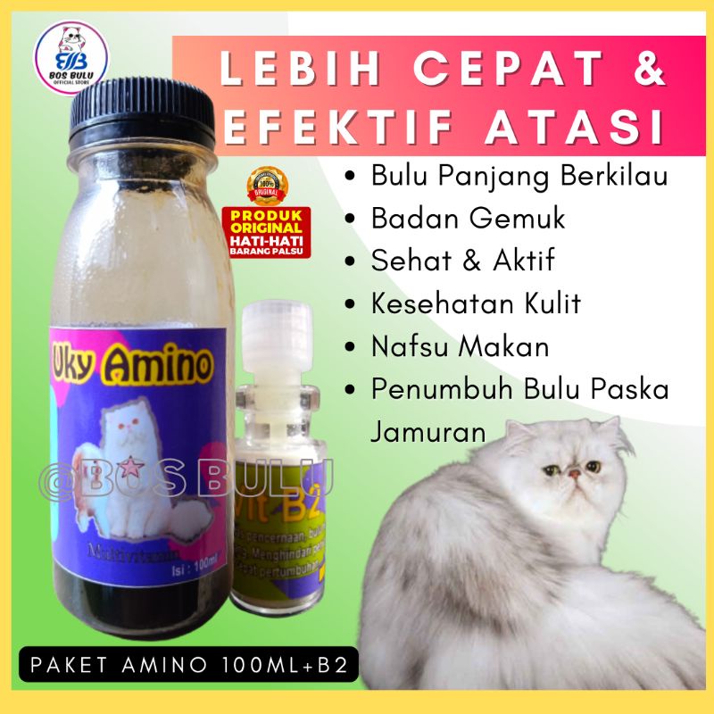 B2 Paket vitamin uky amino bulu rontok kucing 100ml