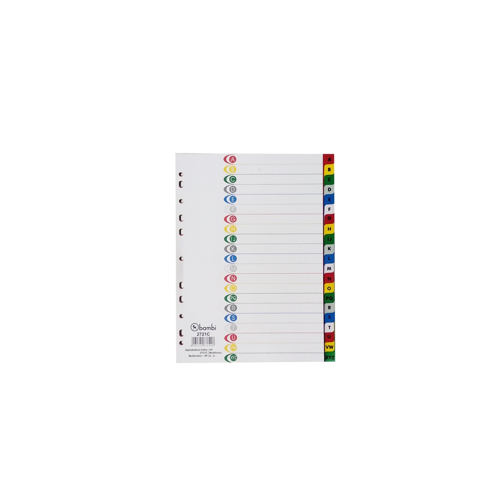 

Aplhabetical Index A-Z with Multiholes 2721C