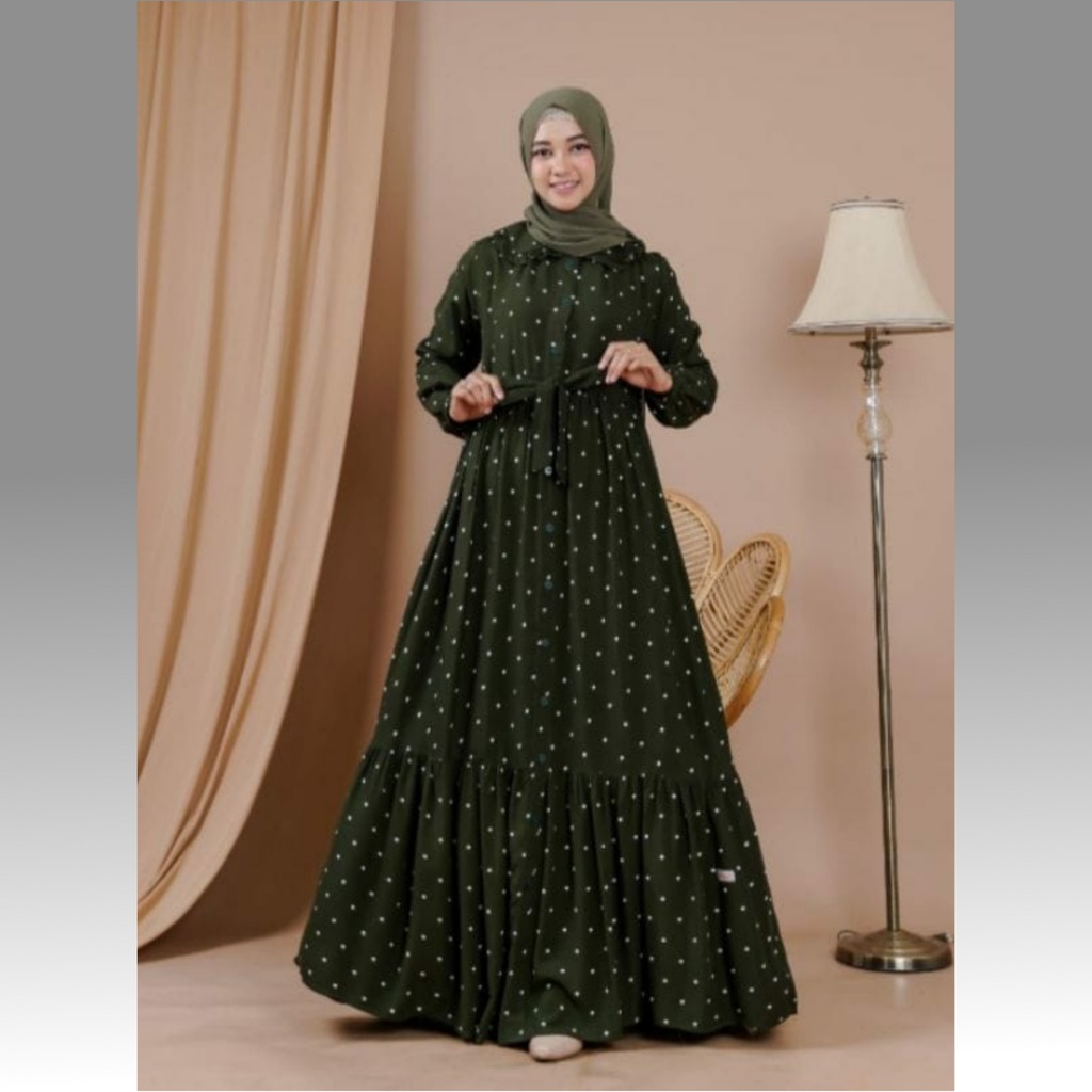 Gamis Rempel Rayon Premium / Fashion Wanita Muslim Terbaru 2021 Kekinian |  Baju Gamis Casual Almira Dress