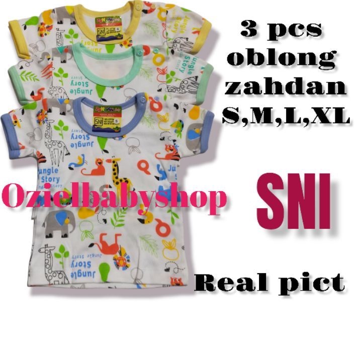 TERMURAH !!! 3 pcs kaos oblong bayi merk ZAHDAN SNI ukuran S,M,L,XL