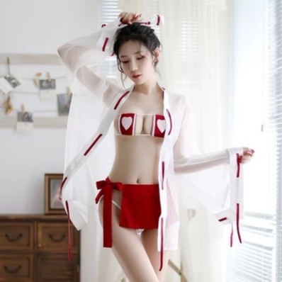 Ɛѵҽ Lingerie Seksi Wanita Kimono Cosplay Penyihir Jepang Lucu Erotis 1238