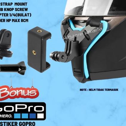 Mounting Helm Strap Bracket Motovlog Action Cam HP Holder Helm Strap Chin Mounting Dagu Gopro