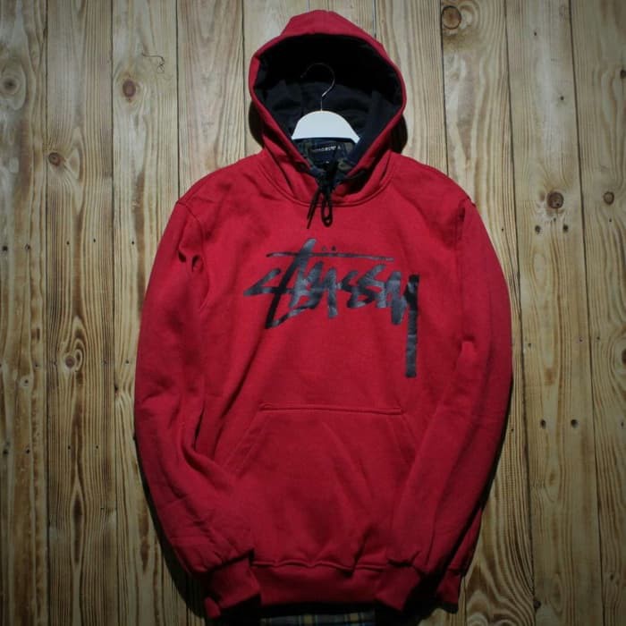 JAKET HOODIE STUSSY MERAH SWAG DISTRO Slayershop