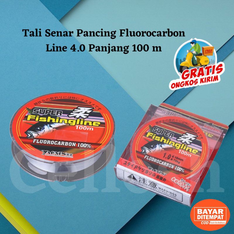 Benang Pancing Tali Senar Pancing Fluorocarbon Super Fishingline 4.0 Panjang 100 meter