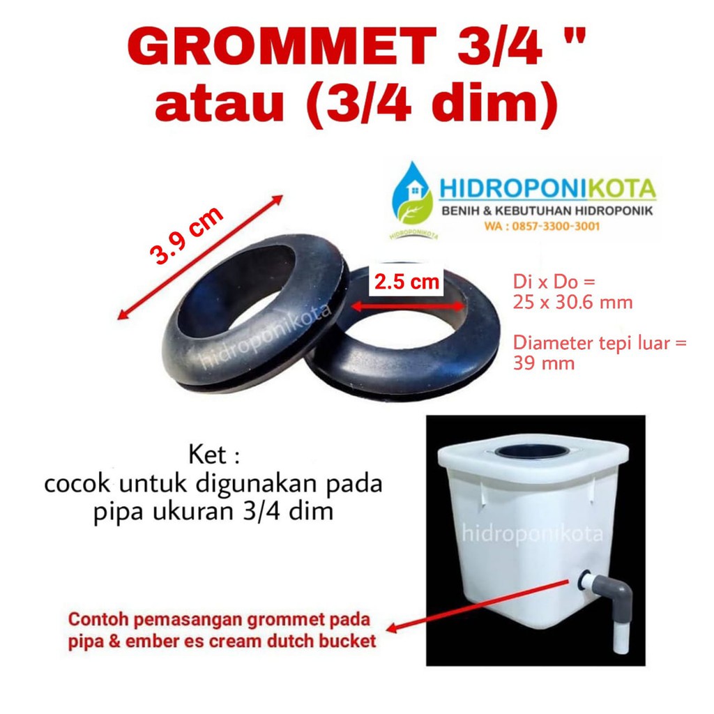 Grommet/Seal untuk pipa 3/4 dim - grommet 25 mm putih - grommet pipa 3/4 dim