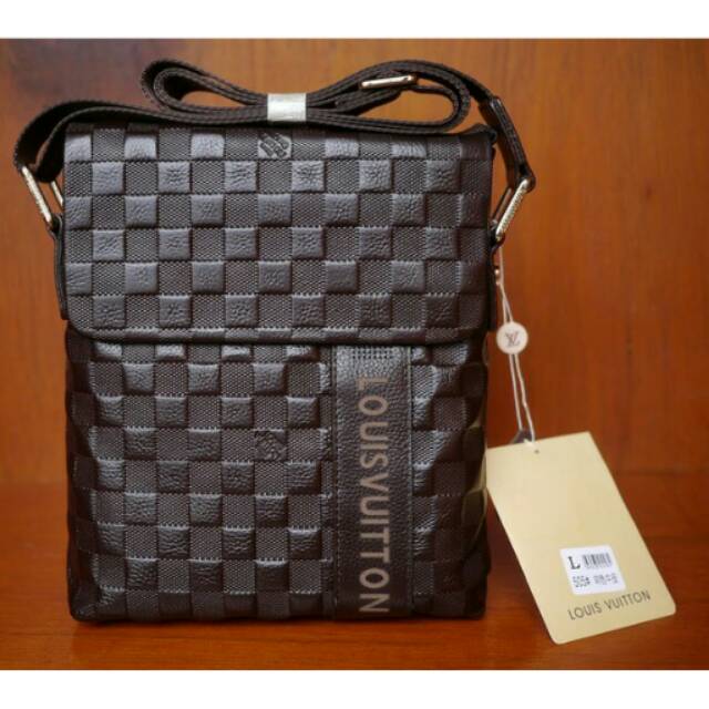 TAS SALEMPANG 100% KULIT ASLI, PRIA IMPORT #LV 505 BROWN & BLACK (REALPIC)
