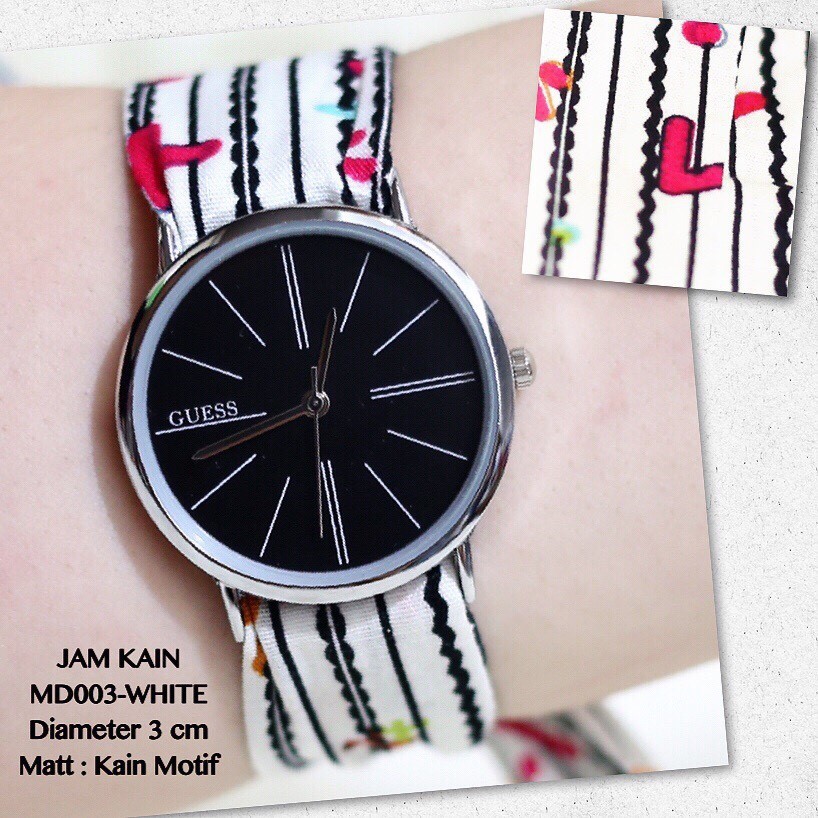 Jam tangan kain pita GUESS grosir ecer flash sale obral termurah import MD001