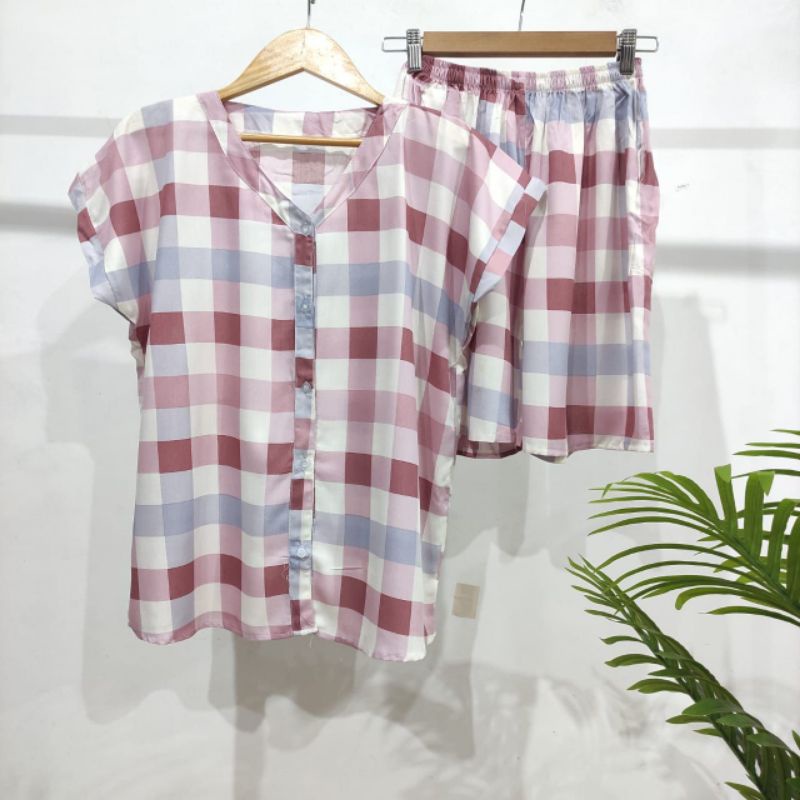 PIYAMA KANCING PENDEK HITS PIYAMA KANCING BUSUI | PIYAMA RAYON | HOMEWEAR-PDV HH