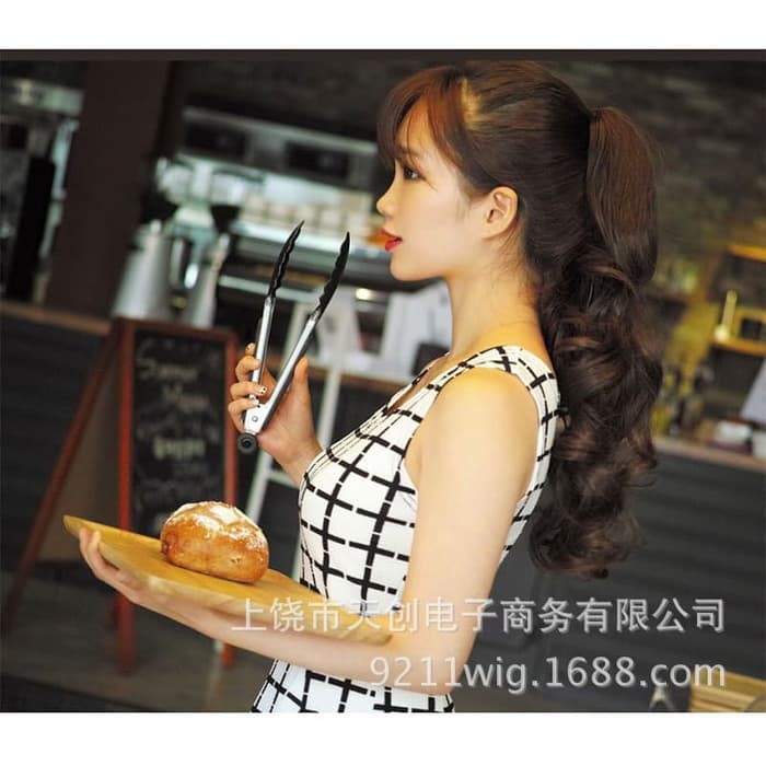 CPW hair clip on jepitan ponytail curly wavy rambut palsu kuncir kuda