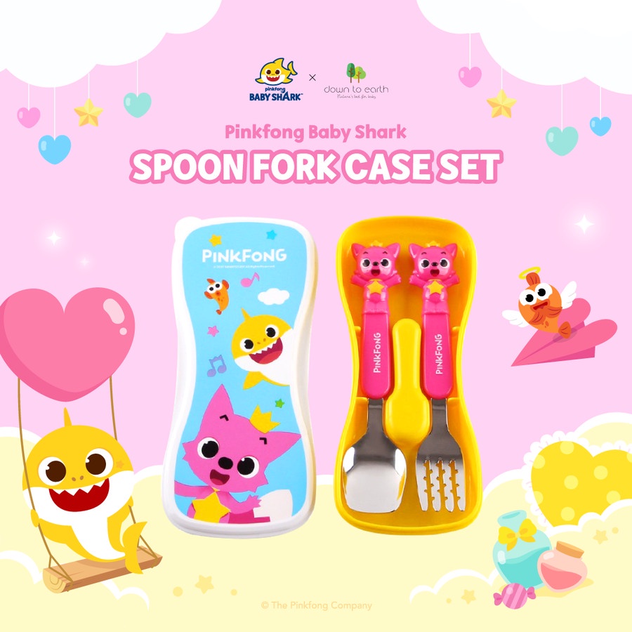 DOWN TO EARTH PINKFONG SPOON &amp; FORK IN CASE