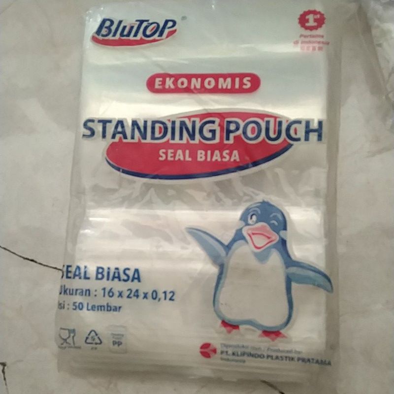 ST 16x24 blutop seal biasa dan seal lebar standing pouch blutop