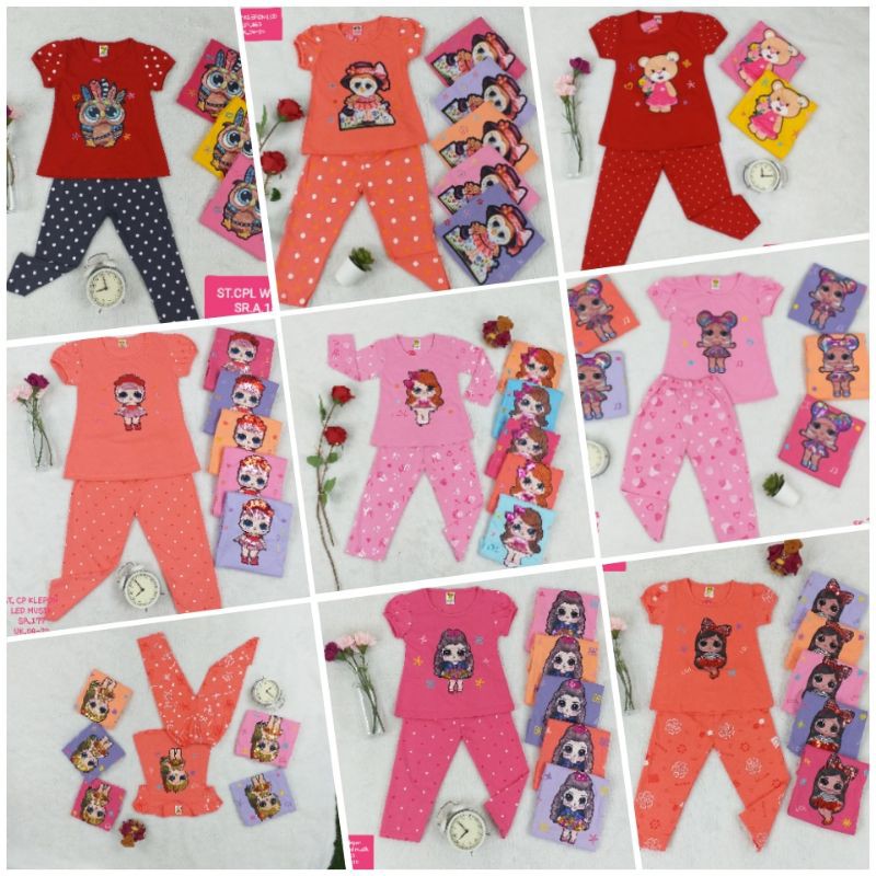 SETELAN BAJU ANAK PEREMPUAN 2-7 TAHUN LENGAN PENDEK CELANA PANJANG RANDOM TIDAK BISA PILIH MOTIF