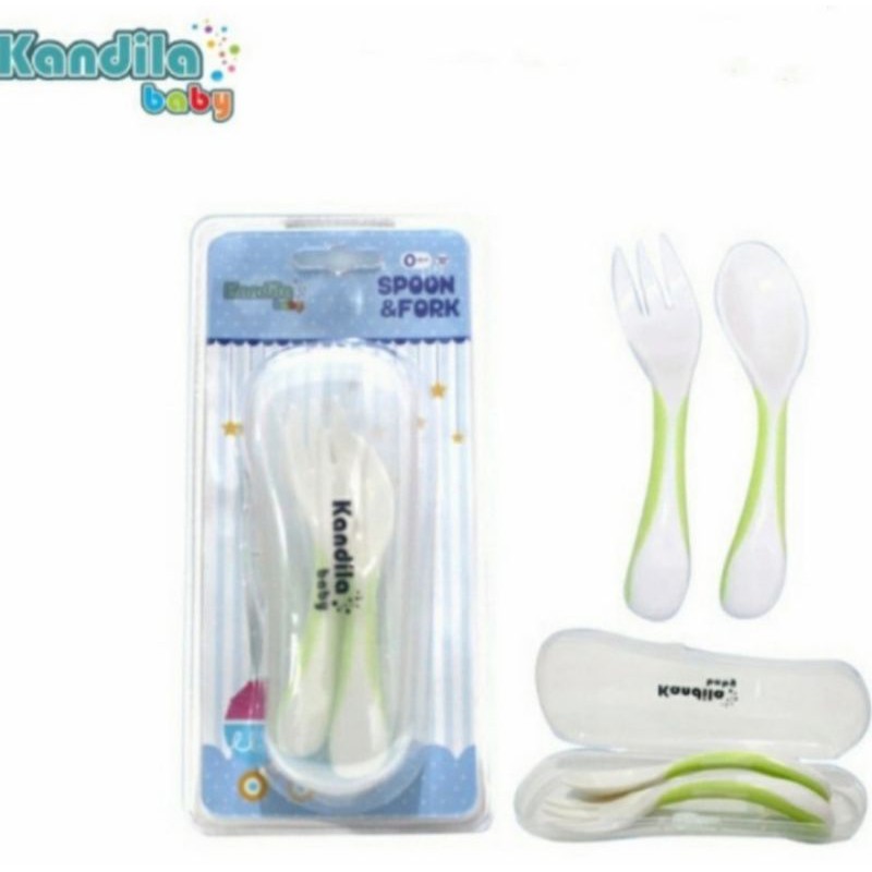 KANDILA Baby Spoon and Fork with Case  Sendok Garpu Anak