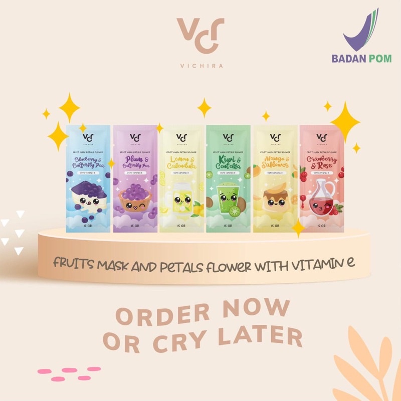 MASKER VICHIRA MASK / MASKER ORGANIK BUAH KERING WITH SAFFRON / MASKER FRUITS MASK WITH PETAL