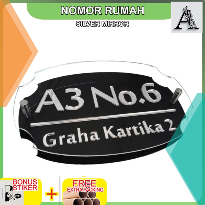 

Promo Nomor Rumah 3 Layer Akrilik/Acrylic SILVER MIRROR