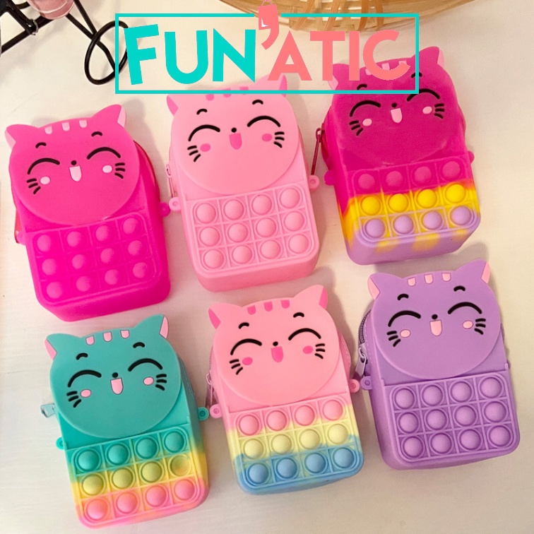 Funatic Tas Selempang Pop It Anak Karakter Cat Model Terbaru Import Fashion Korea FA1034