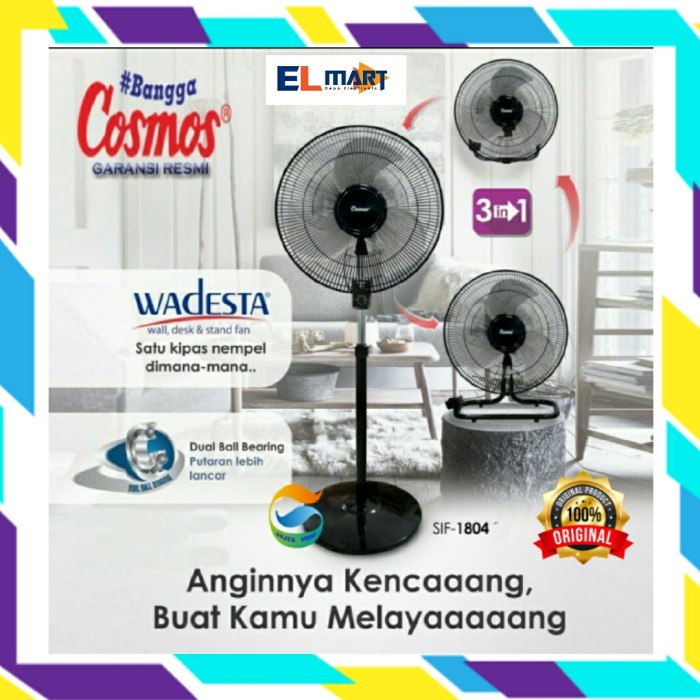 Kipas Angin Cosmos Besi Stainless 3in1 18inch Wadesta SIF 1804 SIF1804