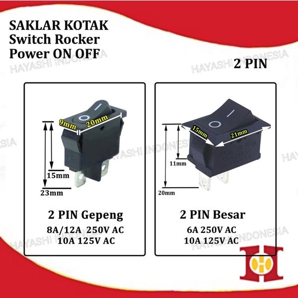 Saklar Power Switch Tombol ON OFF Mini Roker Rocker Besar 2 3 4 Pin - 5pcs